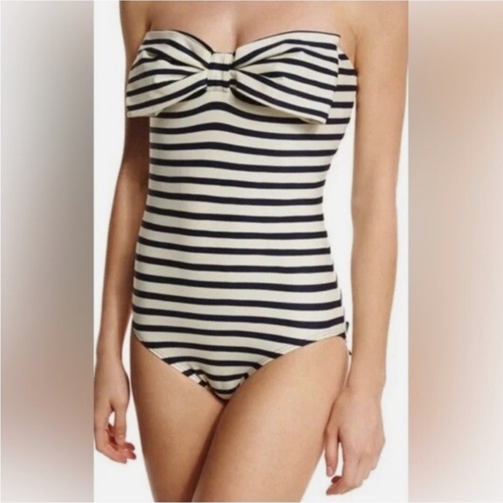 Kate Spade Cream and Navy Striped Swimwear - Size M